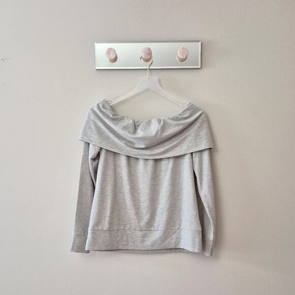 EUC Como Black heather grey sweatshirt top with off the shoulder detailing, M - Picture 6 of 6